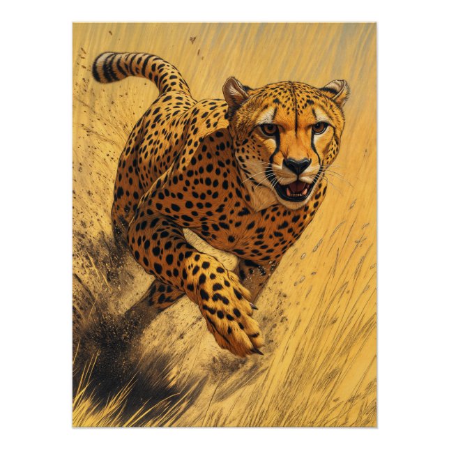 Gepard in Sprint Poster (Vorderseite)