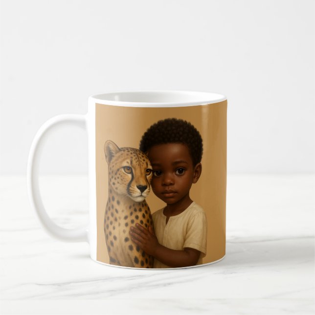 Gepard & Junge: Band der Wildnis und Unschuld Kaffeetasse (Links)