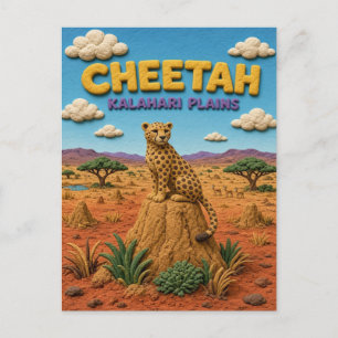 Gepard Kalahari-Ebenen Modern KlayKoo Postkarte