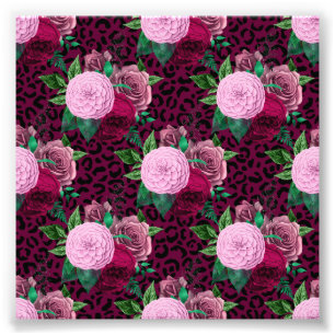 Gepard Leopard Blumenmuster Fotodruck