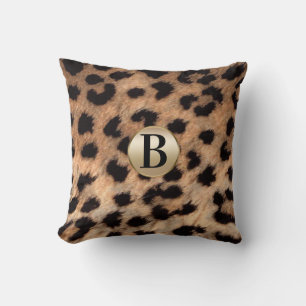 Gepard Leopard Tierprint Monogramm Gold Glitter Kissen