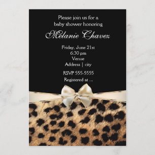 Gepard Leoparden Druck Goldene Schleife Glam Einla Einladung