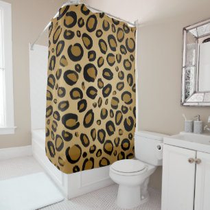 Gepard Leoparden-Druck-Spots Gold Beige Hellbraun Duschvorhang