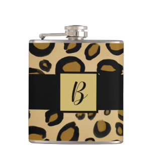 Gepard Leoparden-Druck-Spots Gold Beige Hellbraun Flachmann