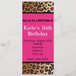 Gepard Leopardendruck Hot Pink Party Einladung