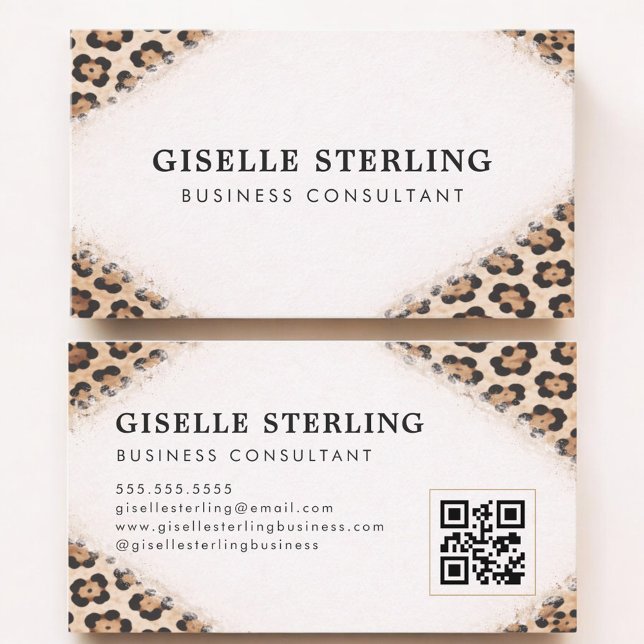 Gepard Leopardendruck QR-Code Professional Visitenkarte (Von Creator hochgeladen)