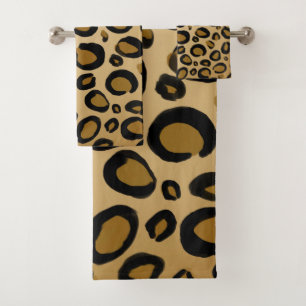 Gepard Leopardenmuster Flecken Gold Beige Tan Badhandtuch Set