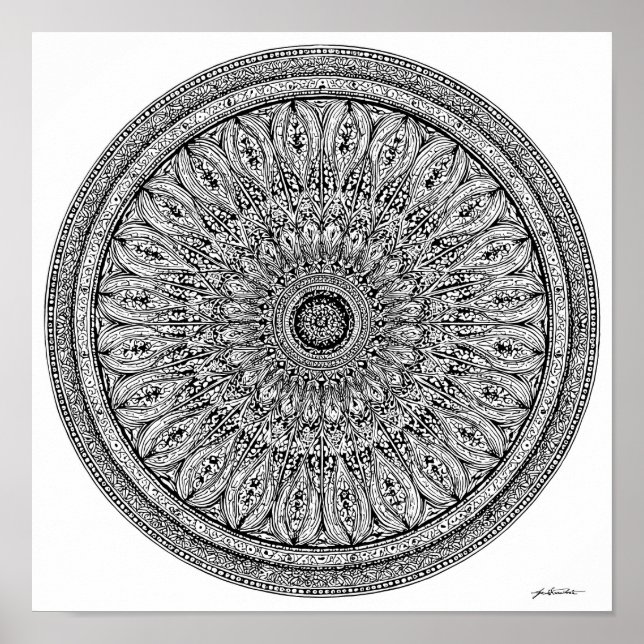 Gepard-Mandala komplizierte Färbungsseite Poster (Vorne)