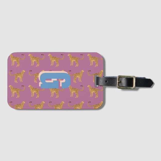Gepard, mit Monogramm Gepäckanhänger (Vorderseite (Horizontal))