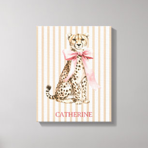 Gepard mit rosa Schleife und Streifen Leinwanddruck