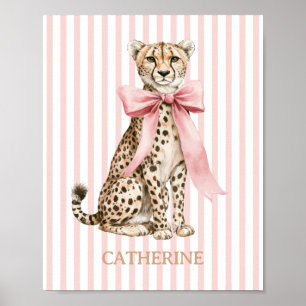 Gepard mit rosa Schleife und Streifen Poster