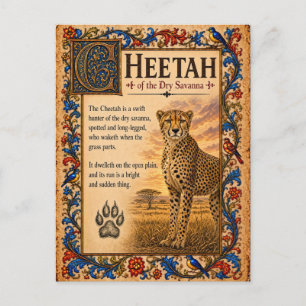 Gepard, mittelalterliche Bestiarien-Kunst Postkarte
