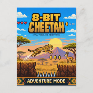 Gepard, Retro-8-Bit-Pixelkunst Postkarte