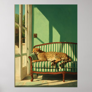 Gepard ruht im sonnendurchfluteten Raum Poster