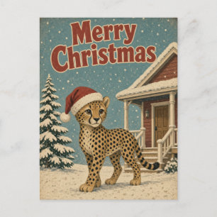 Gepard Schnee Veranda Tier Weihnachten Postkarte