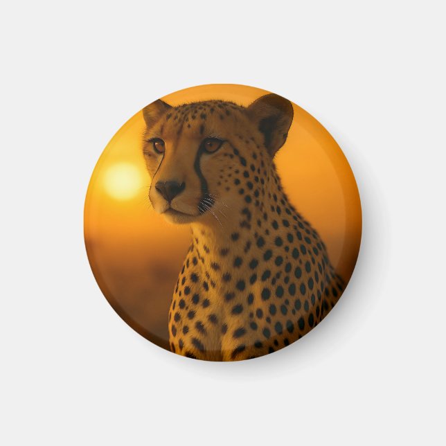 Gepard Sonnenuntergangs-Portrait Magnet (Vorne)