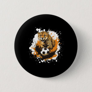 Gepard spielt Fußball lustiges Tier  Button