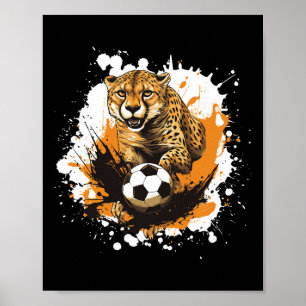 Gepard spielt Fußball Lustiges Tier Poster
