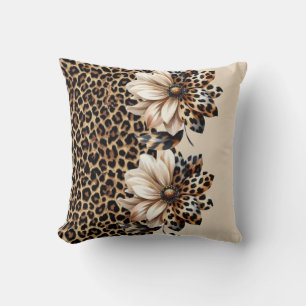 Gepard-Tierdruck & Blumen Laptop-Aufkleber Kissen