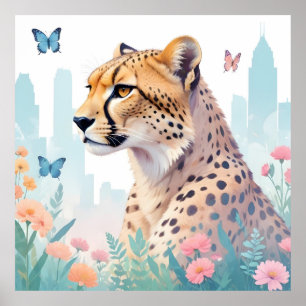 Gepard Vintage Tierschutzgestaltung Poster