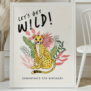 Gepard Wilde Party-Tiere Kinder Geburtstags-Willko Poster
