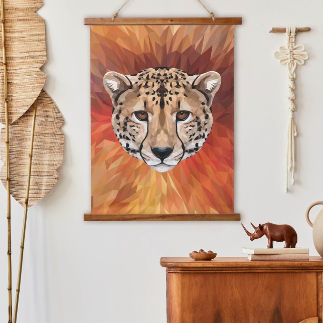 Gepard Wildkatze Afrikanische Safari Moderne Tierk Wandteppich Mit Holzrahmen (Cheetah Wild Cat African Safari Modern Animal Art Hanging Tapestry)