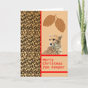 Gepard-Zoo-Tierpfleger-Weihnachtskarte Feiertagskarte