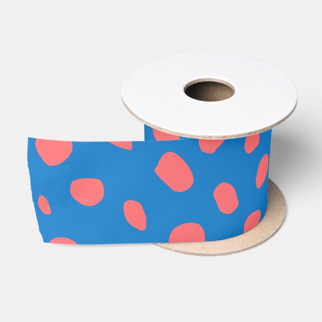 Geparden Coral Blue Satinband (Spule)