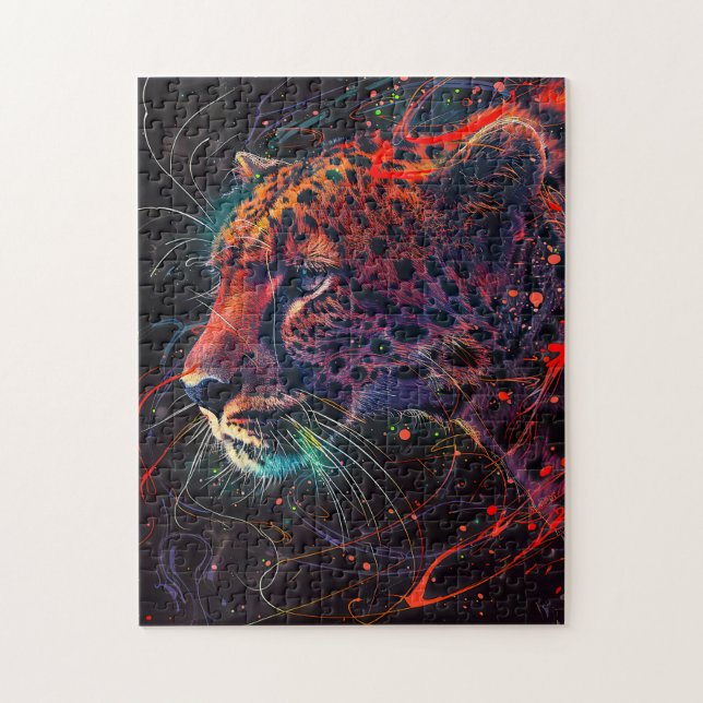 Geparden mit rötlichen Lichtwegen Puzzle (Vertikal)