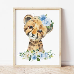 Geparden, Safari, Dschungel, Blüten, Junge Kinderz Poster