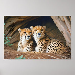 Geparden Tier Natur Wildlife Zuneigung Gekümmert Poster