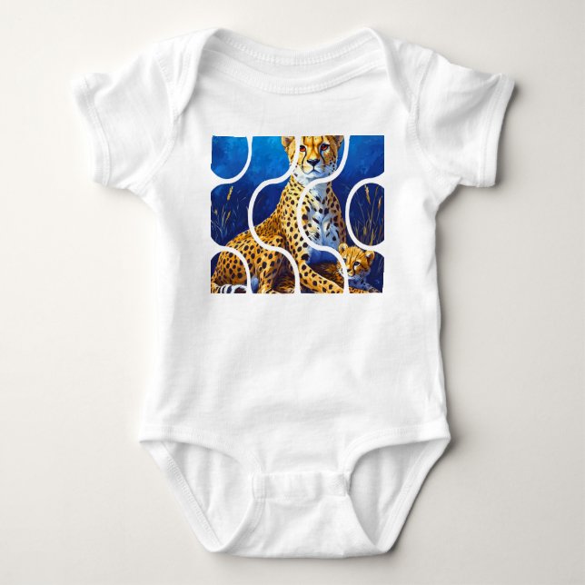 Gepardmutter und Jungtier Wildlife Design Baby Strampler (Vorderseite)