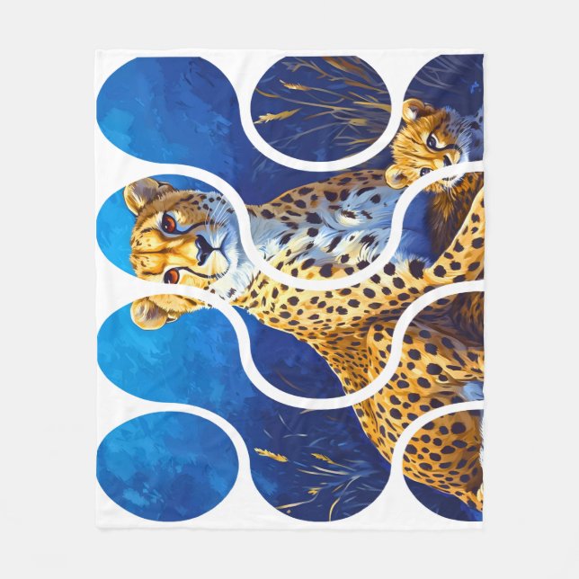 Gepardmutter und Jungtier Wildlife Design Fleecedecke (Vorderseite)