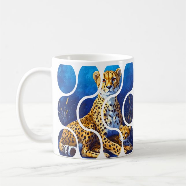 Gepardmutter und Jungtier Wildlife Design Kaffeetasse (Links)