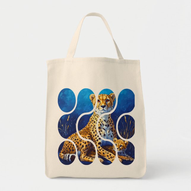 Gepardmutter und Jungtier Wildlife Design Tragetasche (Vorne)