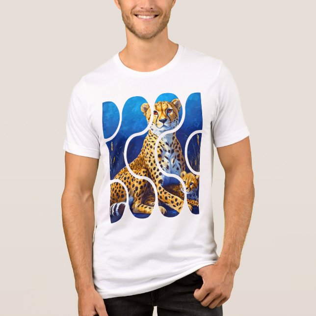 Gepardmutter und Jungtier Wildlife Design Tri-Blend Shirt (Vorderseite)