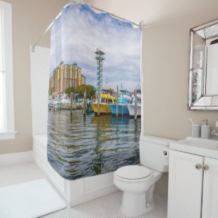 Geparkte Boote Destin Florida Hafen Duschvorhang