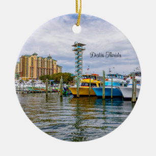 Geparkte Boote Destin Florida Hafen Kreis Ornament