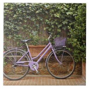 Geparktes Fahrrad, Pienza, Italien, Toskana Fliese