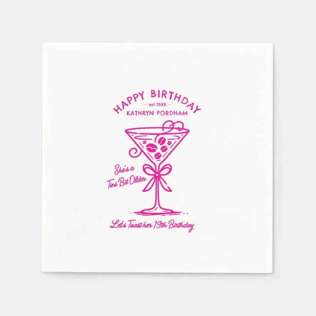 Gepasste Napkins 19. Geburtstag Pink Martini Serviette (Vorderseite)