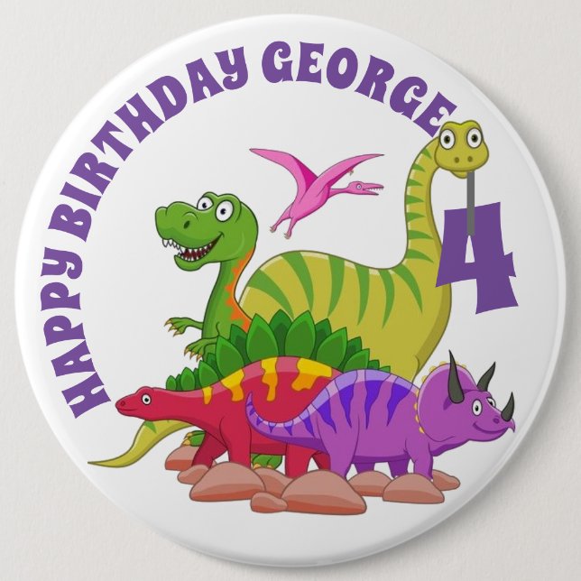 Gepasstes Geburtstags-Abzeichen - Dinosaurier Button (Vorderseite)