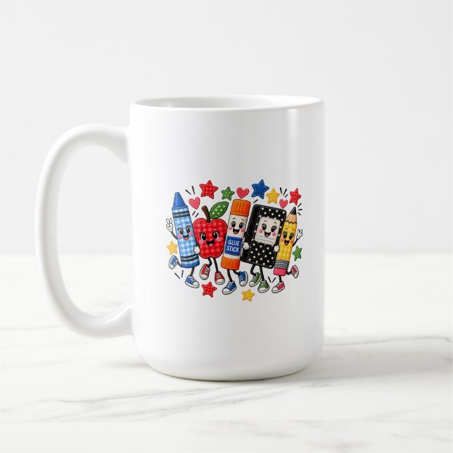 Gepatchte Schulbedarf Freunde Cartoon Kaffeetasse (Links)