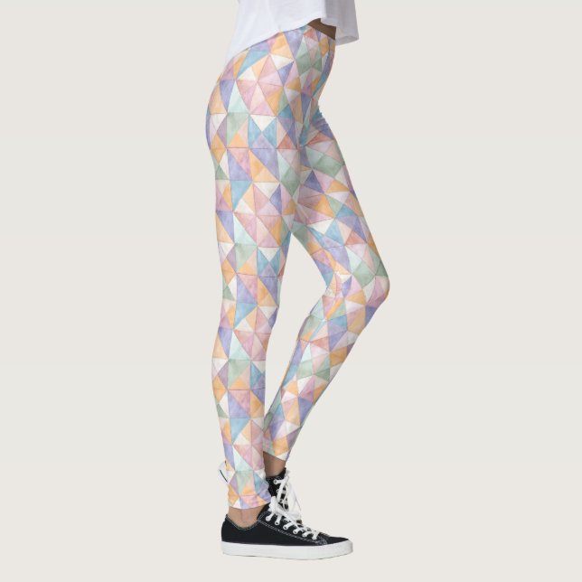 Gepatchworkte Dreiecke in Pfirsich, Lavendel und  Leggings (Rechts)