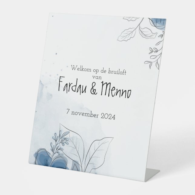 Gepersonaliseerd welkomstsbord bruiloft  sockelschild (Vorderseite)