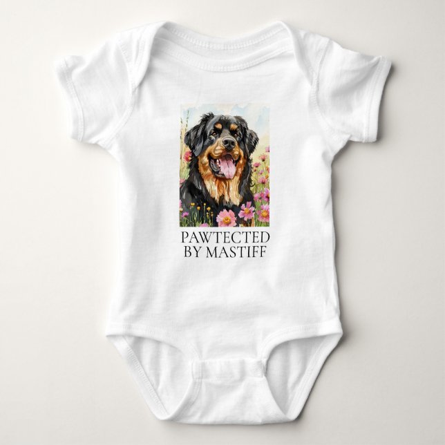 Gepflastert von tibetischen Mastiff Bodysuit Baby Strampler (Vorderseite)