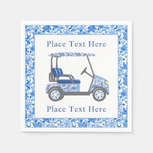 Gepflegte blaue und weiße Blumen Golf Cart Serviette