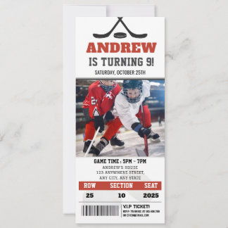 Gepflegte Hockey Ticket Geburtstagsparty mit Foto Einladung