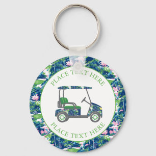 Gepflegter Golf-Druck-Golfwagen Schlüsselanhänger