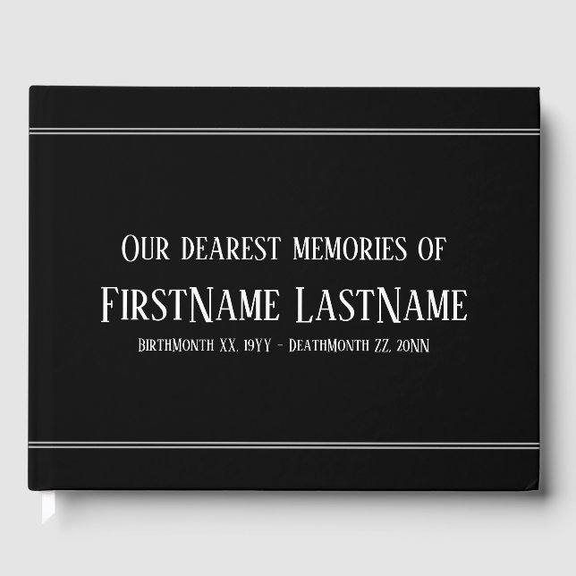 Gepflegtes, einfaches Beileid Gästebuch (Vorderseite)