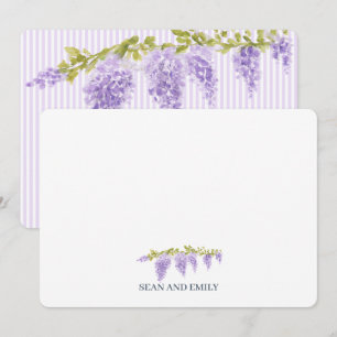 Gepflückte Glyzinienblüten-Naturmalerei-Schreibwar Dankeskarte